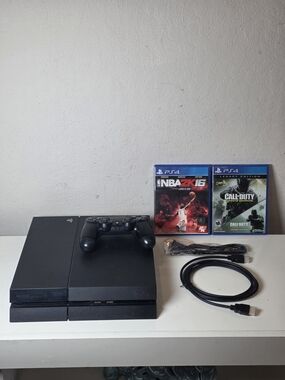 Sony PlayStation 4 Jet Black Console Bundle with Controller and Games